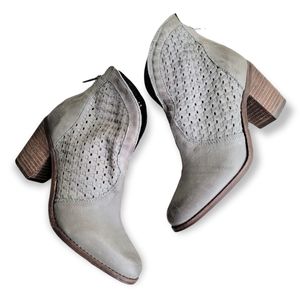 Diba True | 7 Lake Land grey heeled bootie perforated leather boho ankle…